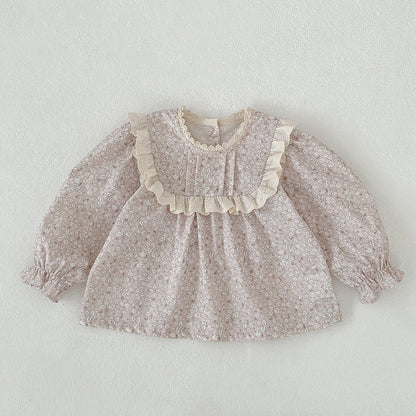 MyKids-USA® Arrival Autumn Baby Kids Girls Long Sleeves Flowers Pattern Lace Trim Top