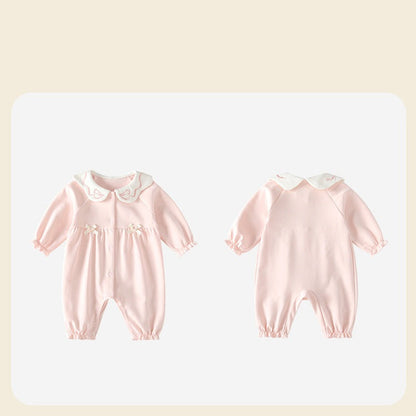 MyKids-USA® Autumn Arrival Baby Girls Long Sleeves Cute Single Breasted Butterfly-bows Pattern Rompers