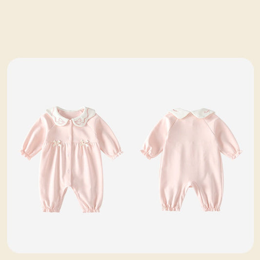 MyKids-USA® Autumn Arrival Baby Girls Long Sleeves Cute Single Breasted Butterfly-bows Pattern Rompers