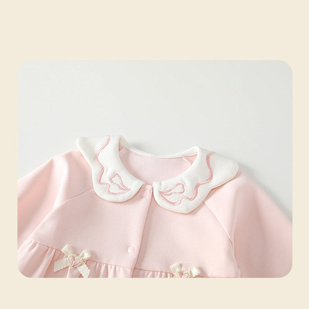 MyKids-USA® Autumn Arrival Baby Girls Long Sleeves Cute Single Breasted Butterfly-bows Pattern Rompers