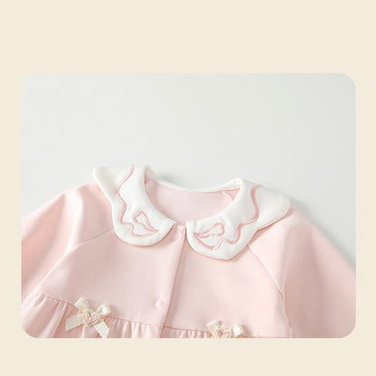 MyKids-USA® Autumn Arrival Baby Girls Long Sleeves Cute Single Breasted Butterfly-bows Pattern Rompers