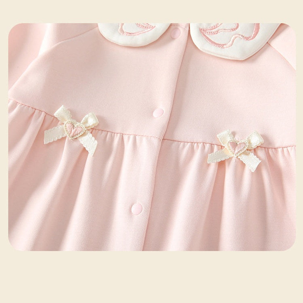MyKids-USA® Autumn Arrival Baby Girls Long Sleeves Cute Single Breasted Butterfly-bows Pattern Rompers