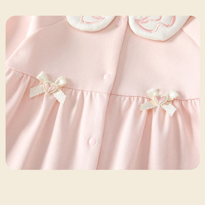 MyKids-USA® Autumn Arrival Baby Girls Long Sleeves Cute Single Breasted Butterfly-bows Pattern Rompers