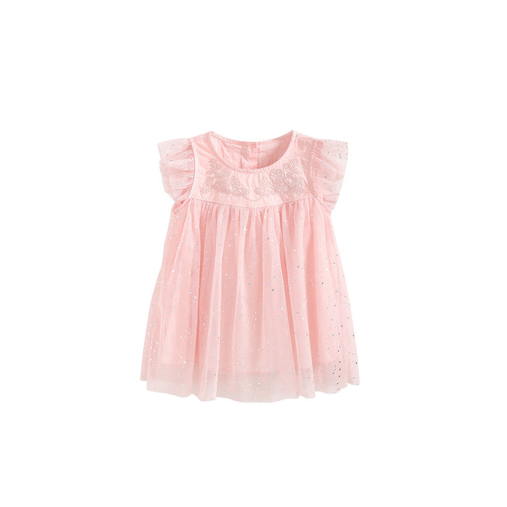 MyKids-USA® Summer Hot Selling Cute Flowers Embroidered Pattern Fly Sleeves Dress for Stylish Girls