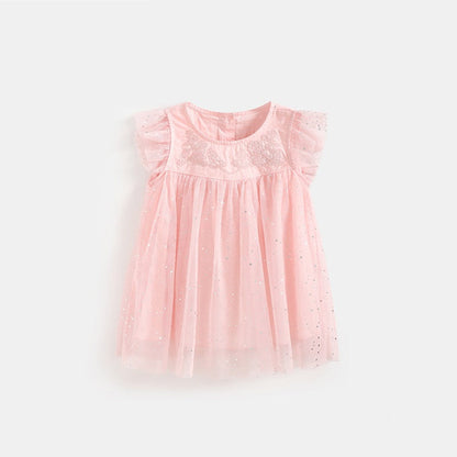 MyKids-USA® Summer Hot Selling Cute Flowers Embroidered Pattern Fly Sleeves Dress for Stylish Girls
