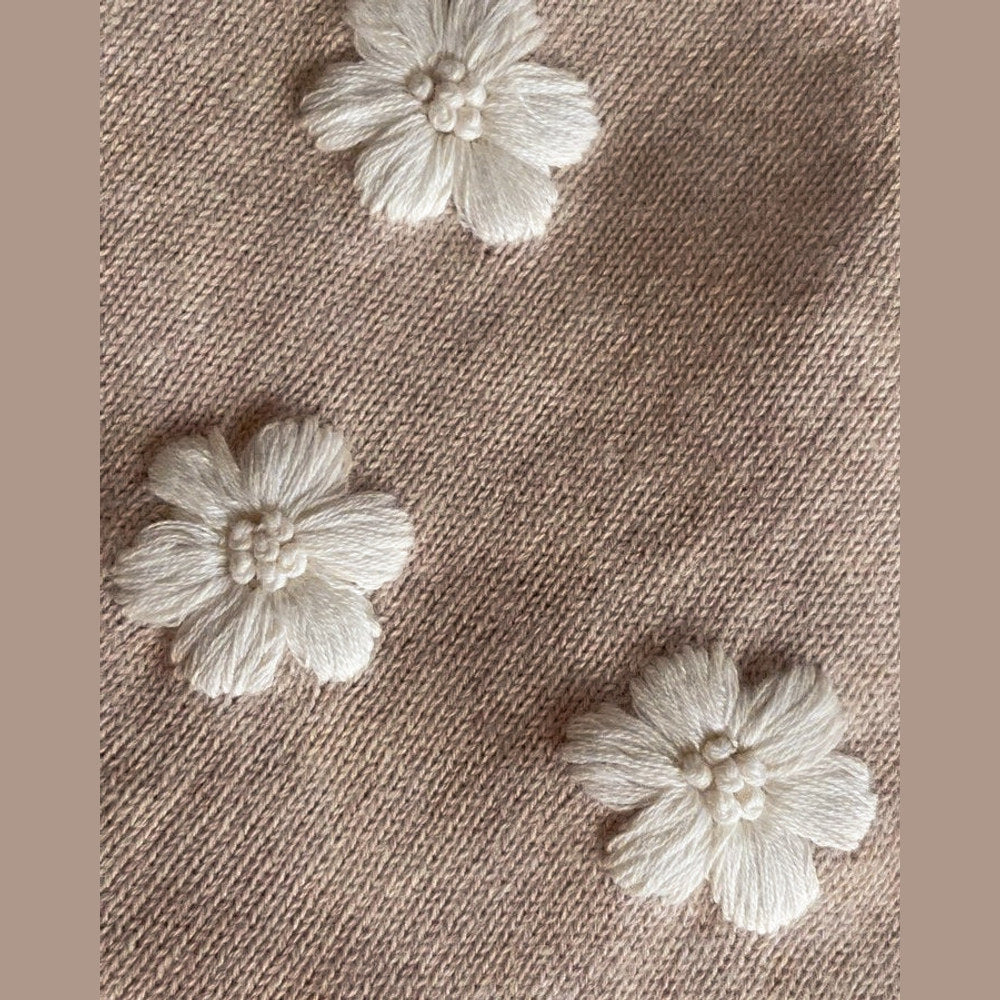 MyKids-USA® Hot Selling Autumn Baby Girls Long Sleeves Flowers Pattern Embroidered Pullover and Plain Shorts Knitted Clothing Set