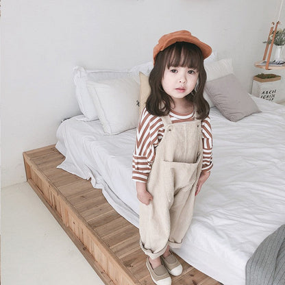 MyKids-USA® Autumn Arrival Baby Kids Sleeveless Solid Color Corduroy Overalls