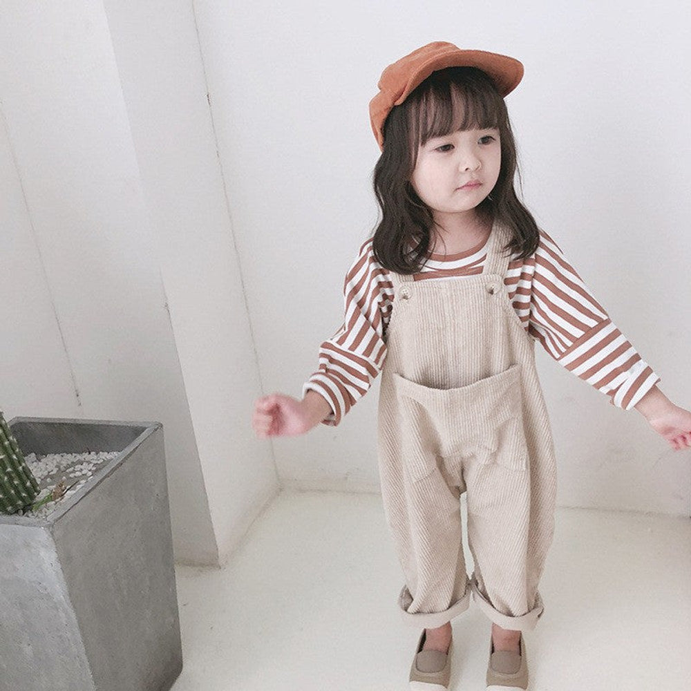 MyKids-USA® Autumn Arrival Baby Kids Sleeveless Solid Color Corduroy Overalls