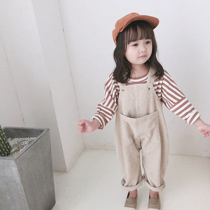 MyKids-USA® Autumn Arrival Baby Kids Sleeveless Solid Color Corduroy Overalls