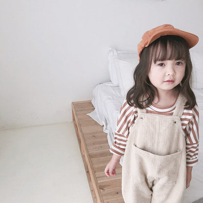 MyKids-USA® Autumn Arrival Baby Kids Sleeveless Solid Color Corduroy Overalls