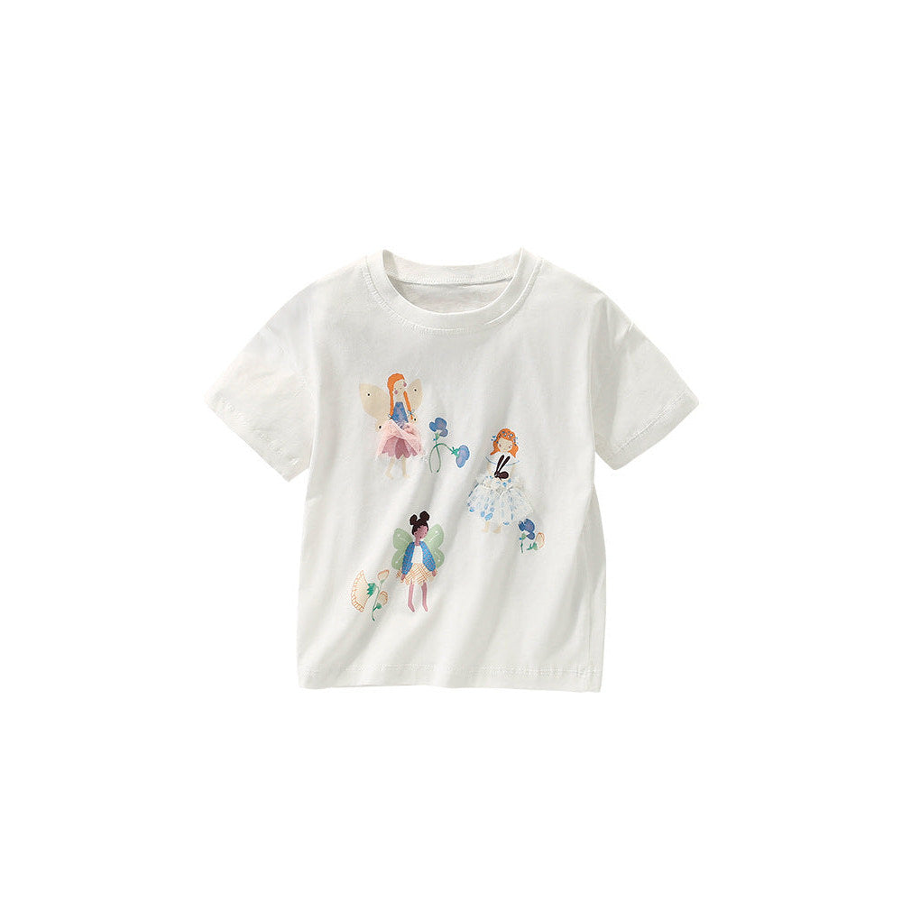 MyKids-USA® Summer Princess Cartoon T-shirt For Girls