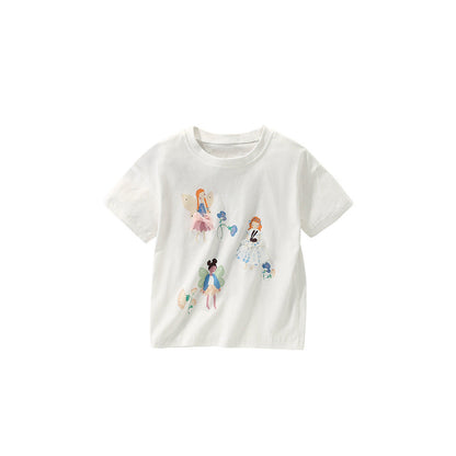 MyKids-USA® Summer Princess Cartoon T-shirt For Girls