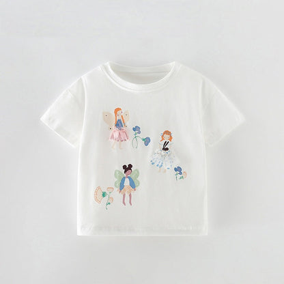 MyKids-USA® Summer Princess Cartoon T-shirt For Girls