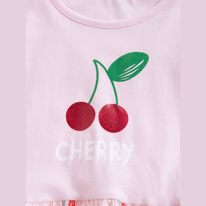 MyKids-USA® Summer Hot Selling Cute Cherry Pattern Fly Sleeves Dress for Stylish Girls