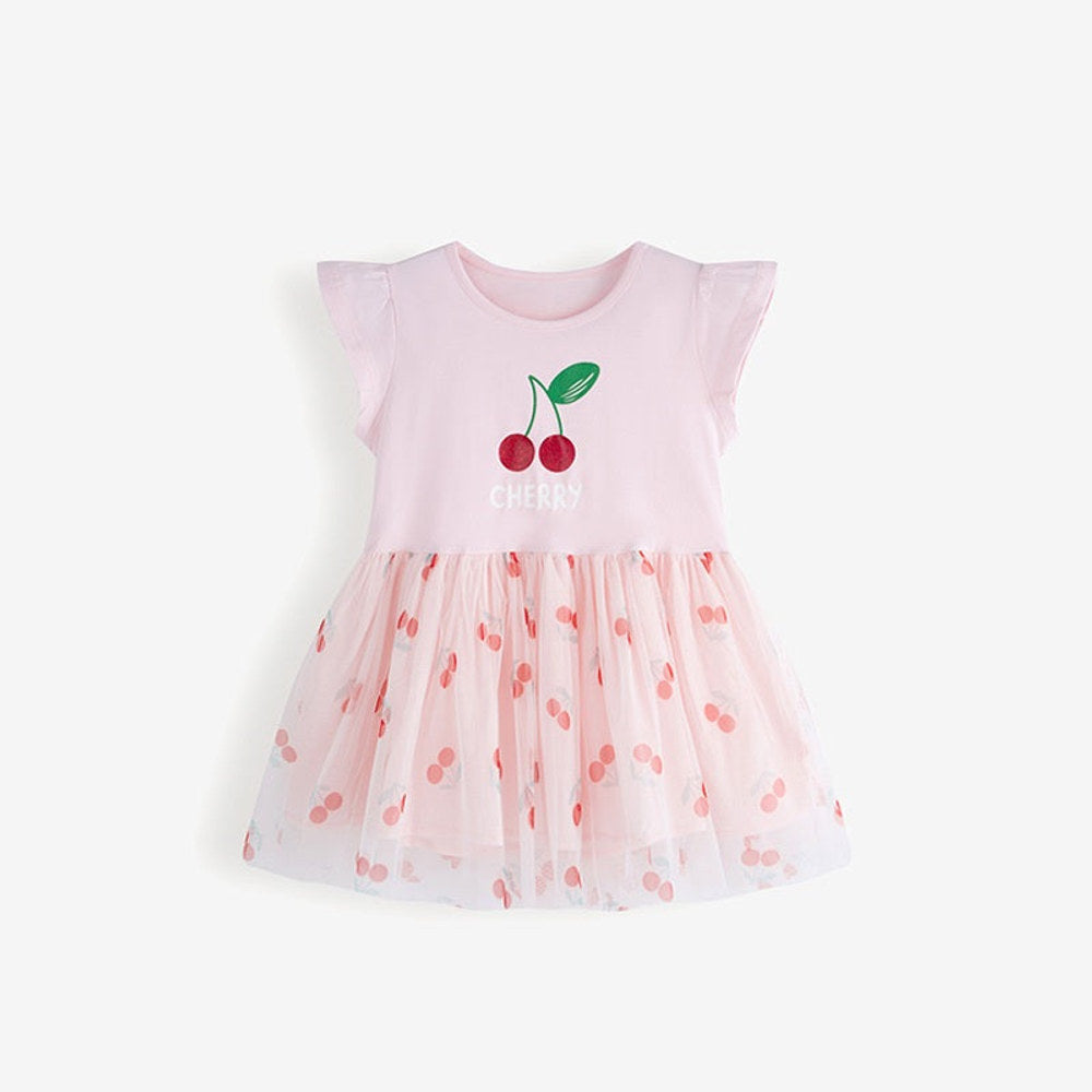 MyKids-USA® Summer Hot Selling Cute Cherry Pattern Fly Sleeves Dress for Stylish Girls