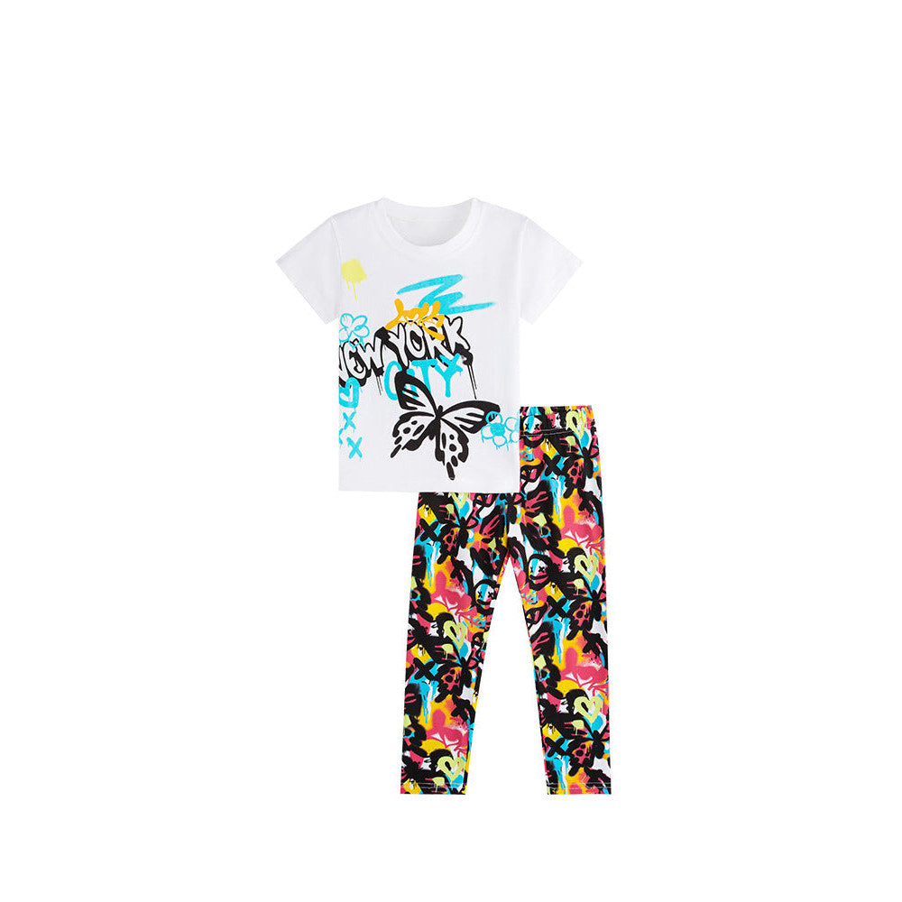MyKids-USA® Arrival Summer Baby Kids Girls Short Sleeves Cartoon Pattern T-shirt and Pants Clothing Set