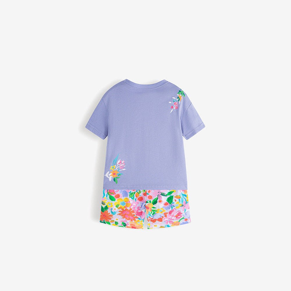 MyKids-USA® Arrival Summer Baby Kids Girls Short Sleeves Floral Cartoon Pattern T-shirt and Shorts Clothing Set