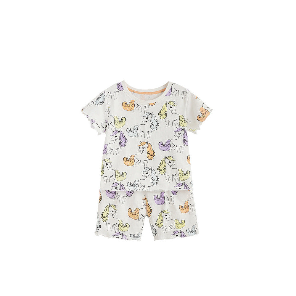 MyKids-USA® Arrival Summer Baby Kids Girls Short Sleeves Animals Cartoon Pattern T-shirt and Shorts Clothing Set