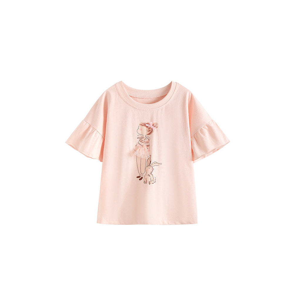 MyKids-USA® Summer Girls’ Cartoon Pattern T-shirt in European and American Style
