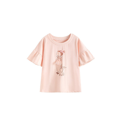 MyKids-USA® Summer Girls’ Cartoon Pattern T-shirt in European and American Style