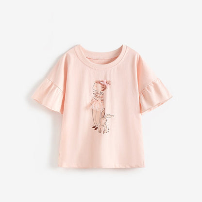 MyKids-USA® Summer Girls’ Cartoon Pattern T-shirt in European and American Style