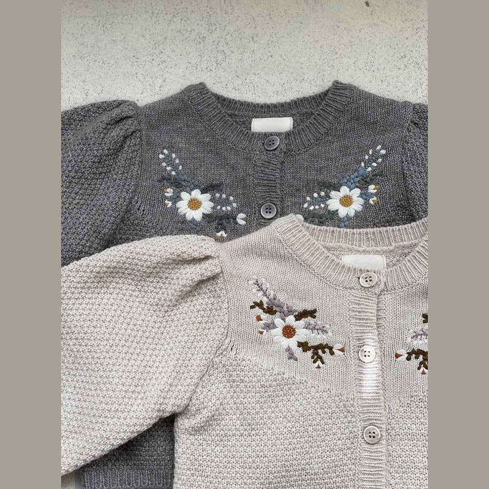 MyKids-USA® Arrival Spring and Autumn Baby Kids Girls Flowers Embroidered Knitted Cardigan Sweater
