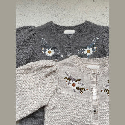 MyKids-USA® Arrival Spring and Autumn Baby Kids Girls Flowers Embroidered Knitted Cardigan Sweater