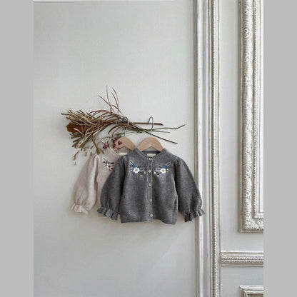 MyKids-USA® Arrival Spring and Autumn Baby Kids Girls Flowers Embroidered Knitted Cardigan Sweater