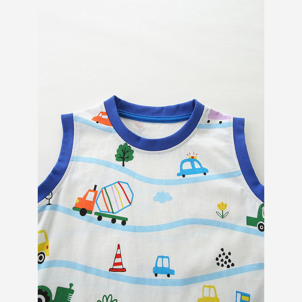 MyKids-USA® Arrival Summer Baby Kids Boys Sleeveless Cartoon Pattern Vest and Shorts Clothing Set