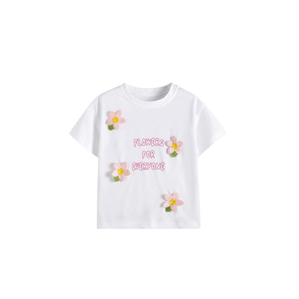 MyKids-USA® Summer Flowers and Letters Pattern T-shirt for Girls