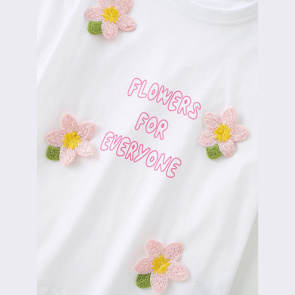 MyKids-USA® Summer Flowers and Letters Pattern T-shirt for Girls