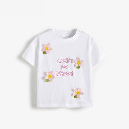 MyKids-USA® Summer Flowers and Letters Pattern T-shirt for Girls