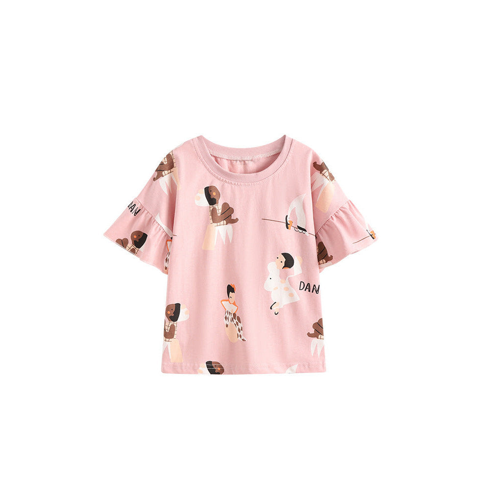 MyKids-USA® Summer Princess Cartoon Pattern T-shirt for Girls
