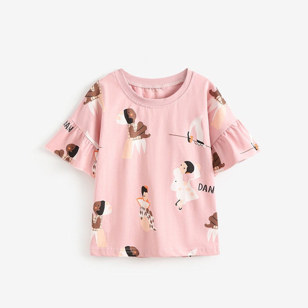 MyKids-USA® Summer Princess Cartoon Pattern T-shirt for Girls