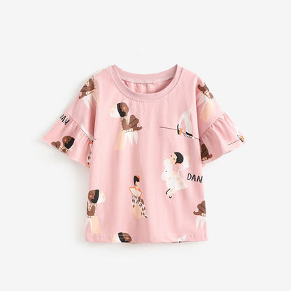 MyKids-USA® Summer Princess Cartoon Pattern T-shirt for Girls