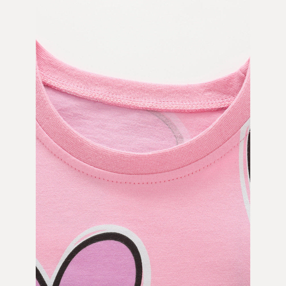 MyKids-USA® Summer Pink Hearts Pattern T-shirt for Girls