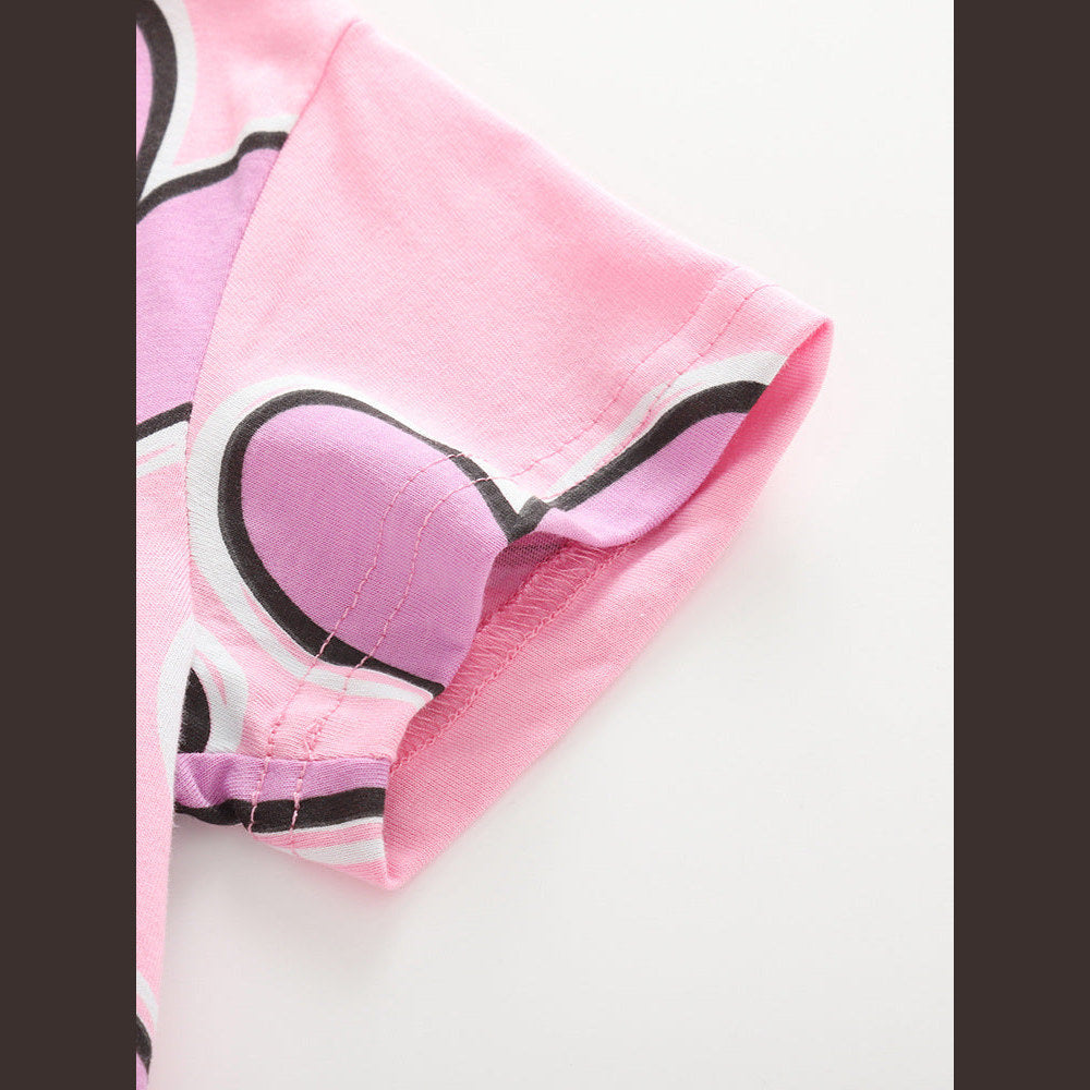 MyKids-USA® Summer Pink Hearts Pattern T-shirt for Girls