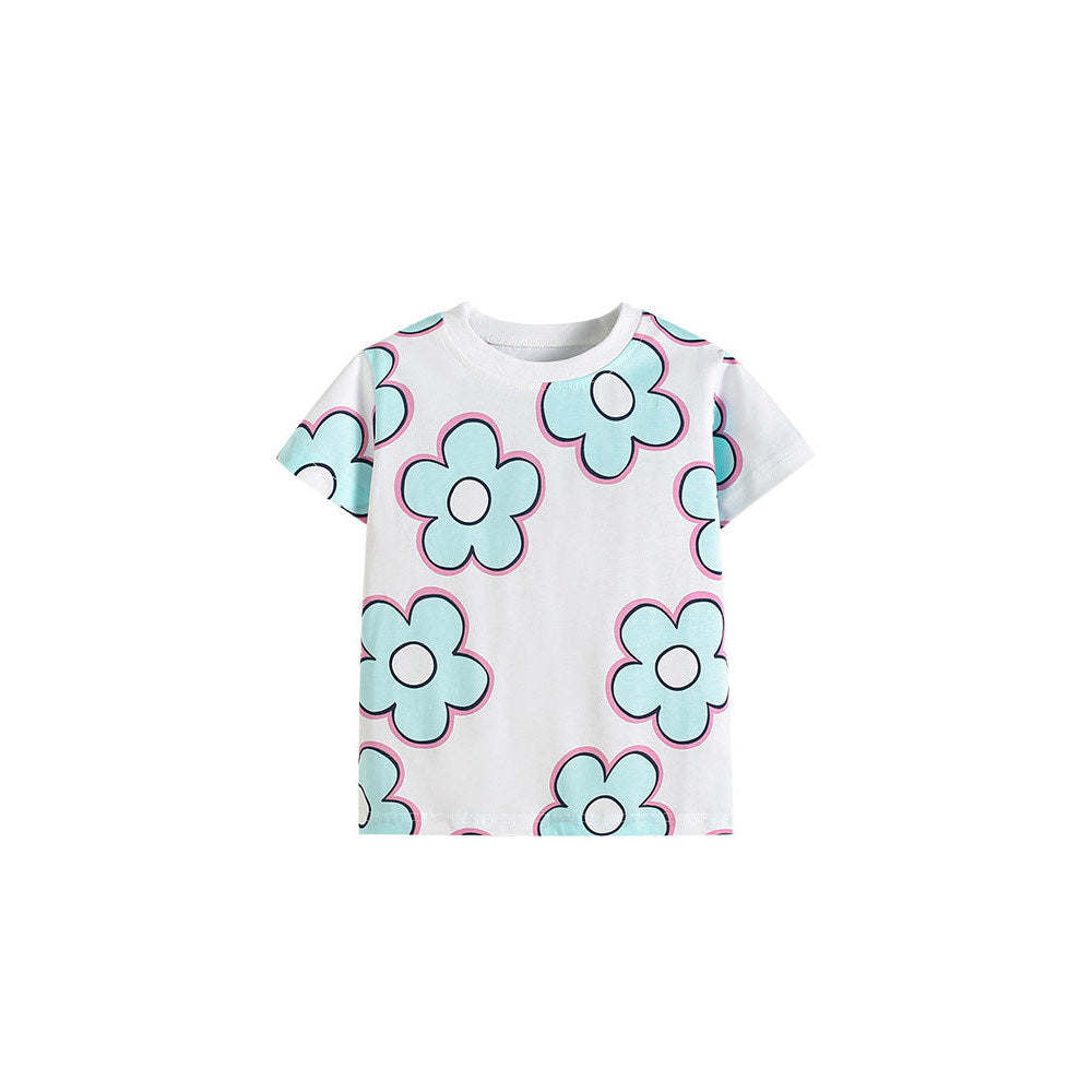 MyKids-USA® Cheap Summer Flowers Pattern T-shirt for Girls