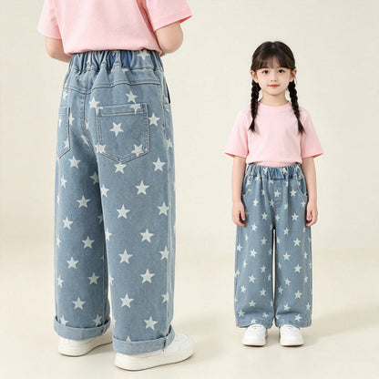 MyKids-USA® Arrival Autumn Girls Stars Pattern Jeans