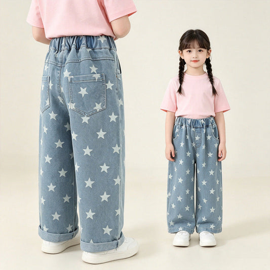 MyKids-USA® Arrival Autumn Girls Stars Pattern Jeans