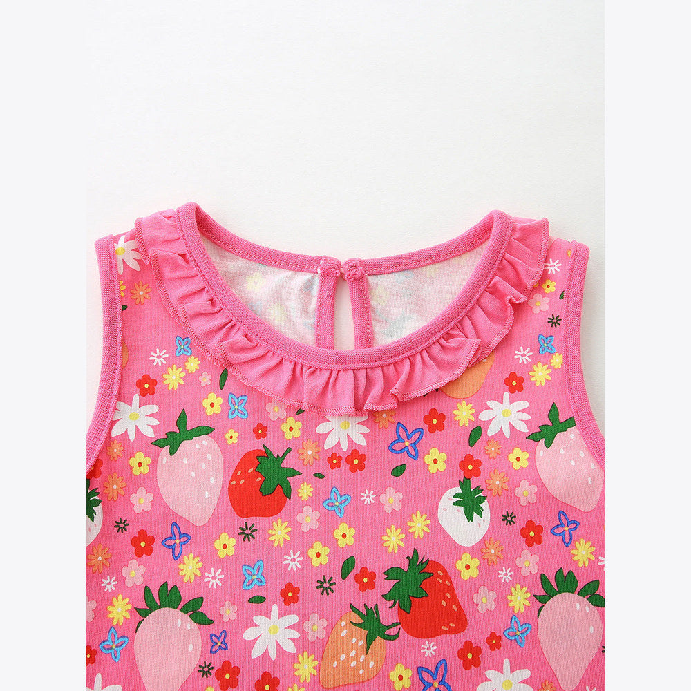 MyKids-USA® Summer Hot Selling Cute Cartoon Fruits Pattern Sleeveless Dress for Stylish Girls