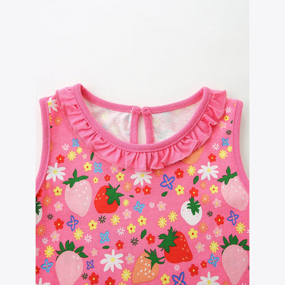 MyKids-USA® Summer Hot Selling Cute Cartoon Fruits Pattern Sleeveless Dress for Stylish Girls