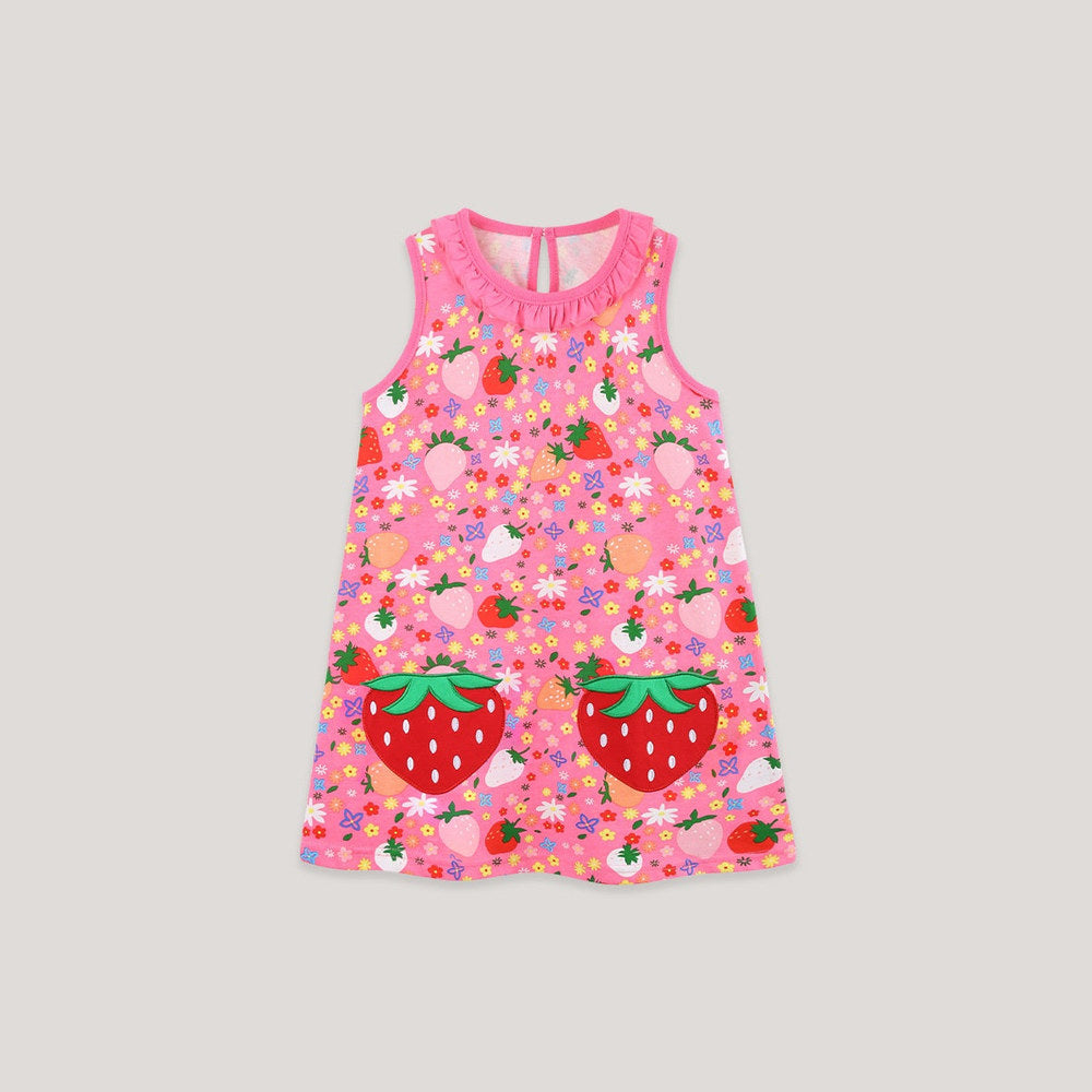MyKids-USA® Summer Hot Selling Cute Cartoon Fruits Pattern Sleeveless Dress for Stylish Girls