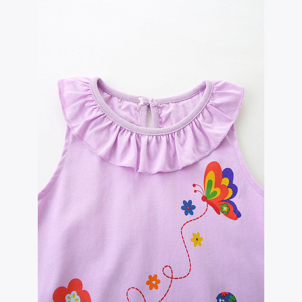 MyKids-USA® Summer Hot Selling Cute Cartoon Pattern Sleeveless Dress for Stylish Girls