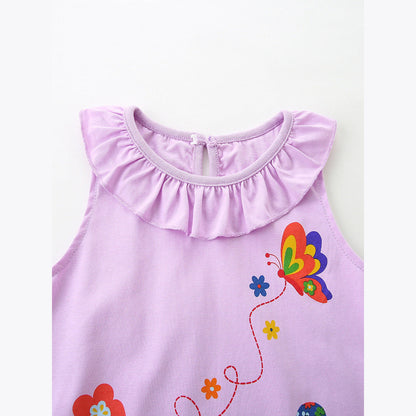 MyKids-USA® Summer Hot Selling Cute Cartoon Pattern Sleeveless Dress for Stylish Girls
