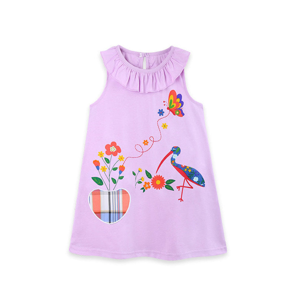 MyKids-USA® Summer Hot Selling Cute Cartoon Pattern Sleeveless Dress for Stylish Girls