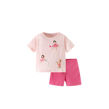 MyKids-USA® Arrival Summer Baby Kids Girls Short Sleeves Cartoon Pattern T-shirt and Shorts Clothing Set