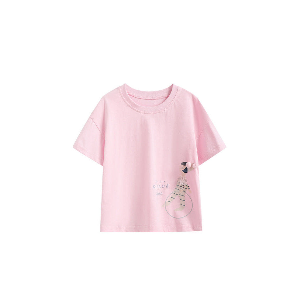 MyKids-USA® Summer Pink Cartoon Pattern T-shirt for Girls