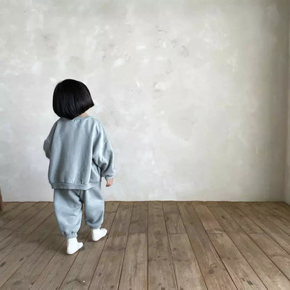 MyKids-USA® Spring and Autumn Baby Kids Unisex Long Sleeves Letters Pattern Pullover and Plain Pants Clothing Set