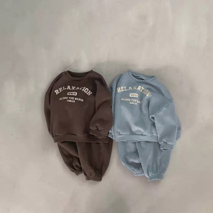 MyKids-USA® Spring and Autumn Baby Kids Unisex Long Sleeves Letters Pattern Pullover and Plain Pants Clothing Set